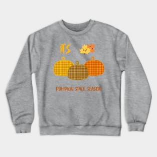 ITS Pumpkin Spice Season Autumn Plaid Pumpkins Crewneck Sweatshirt